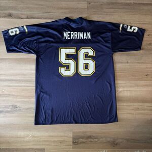 NFL Shawne Merriman Dark Blue San Diego Chargers #56 Reebok Jersey Mens Size 2XL